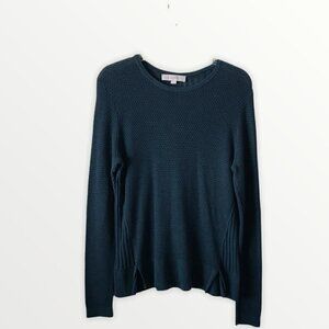 Ann Taylor LOFT Teal Long Sleeve Detailed Pullover